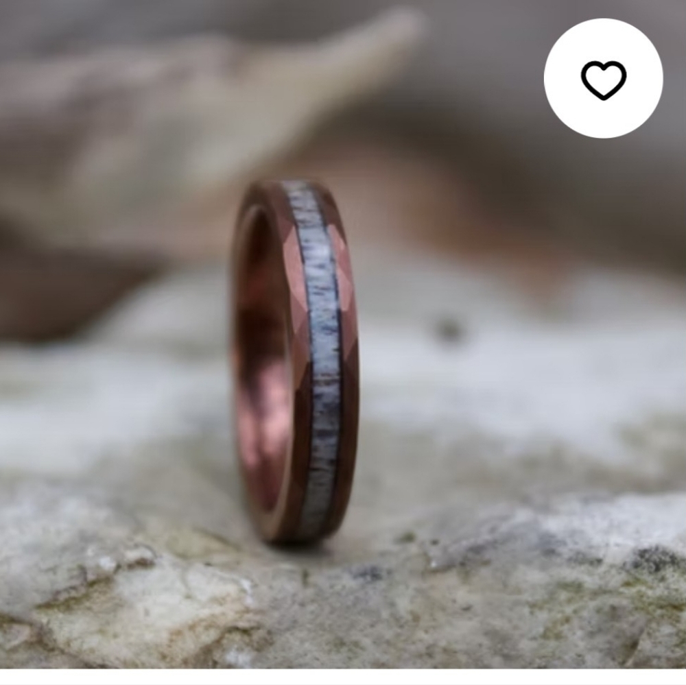 Sz 12 Brown Tungsten Band With Antler Inlay